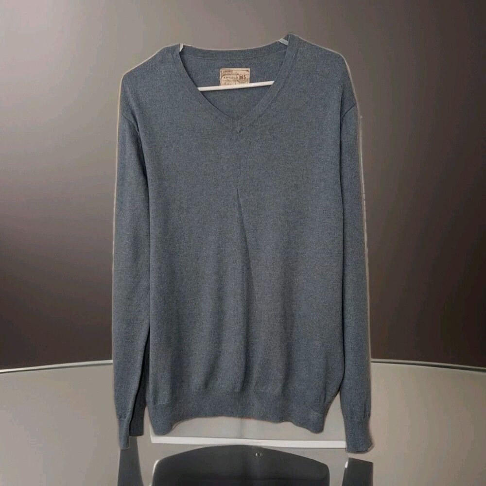 Article 365 V Neck Cashmere Blend Sweater Blue Mens Size Large